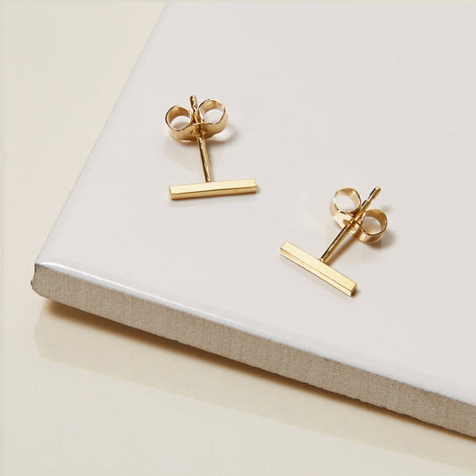 Bar Stud Earrings in Gold