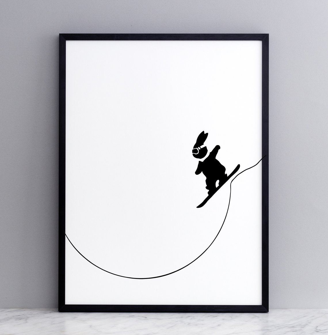 Snowboarding Rabbit Print