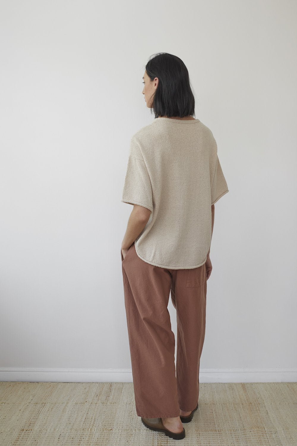 Boucle Top in Almond Organic Cotton