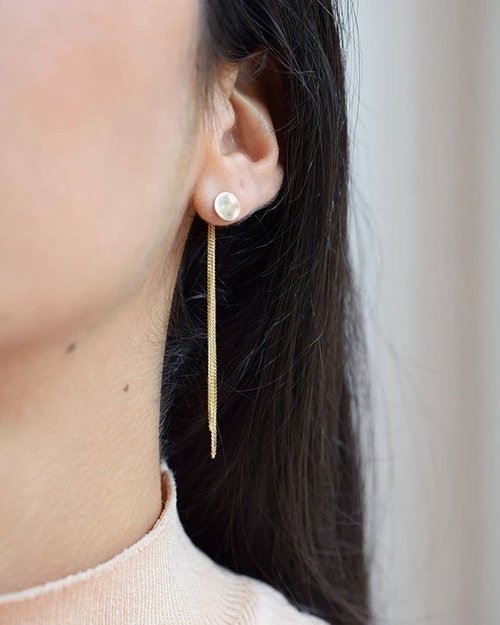 AMA Disc Solid Gold Chain Earrings