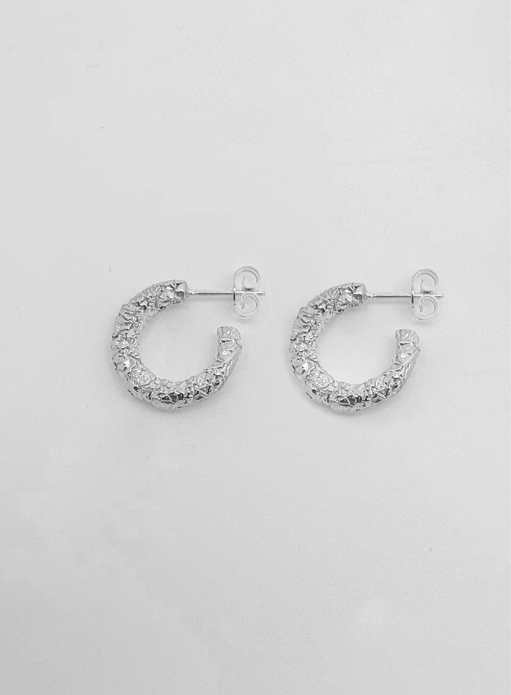 Crushed Hoops in Silver