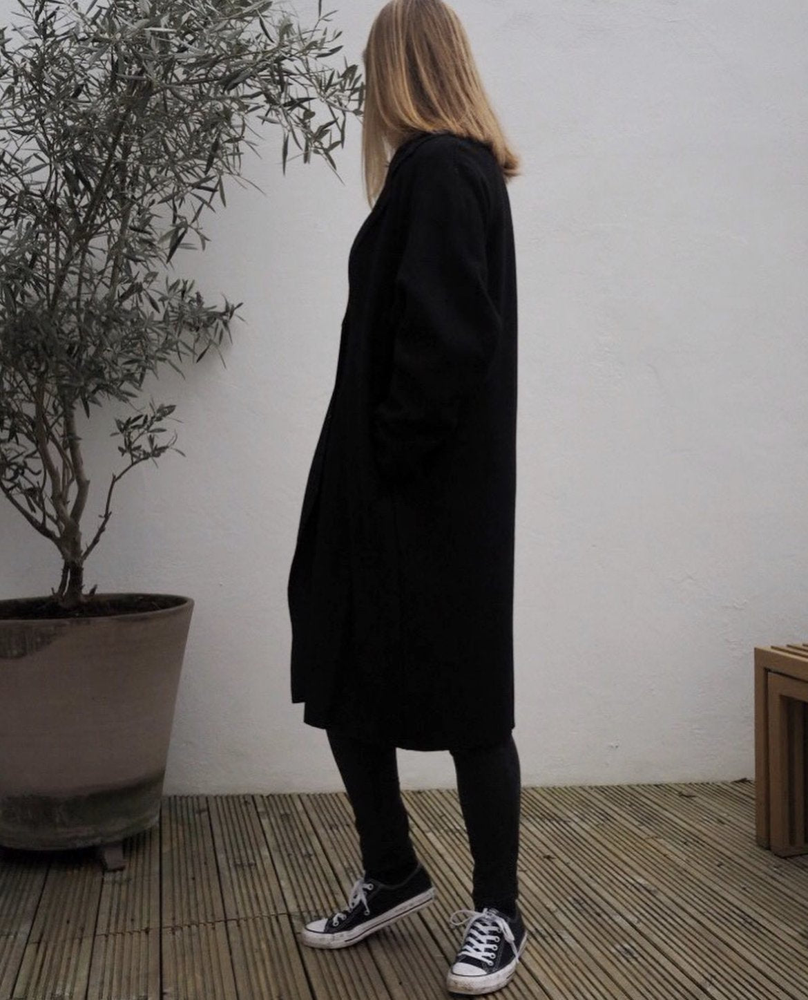 Structured Wool Coat in Black