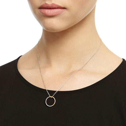 Two-Tone Circle Necklace in Gold