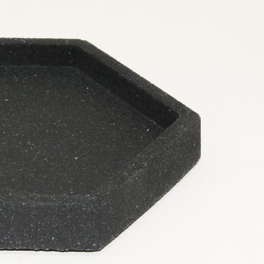 Hexagonal Granite Trinket Tray in Black