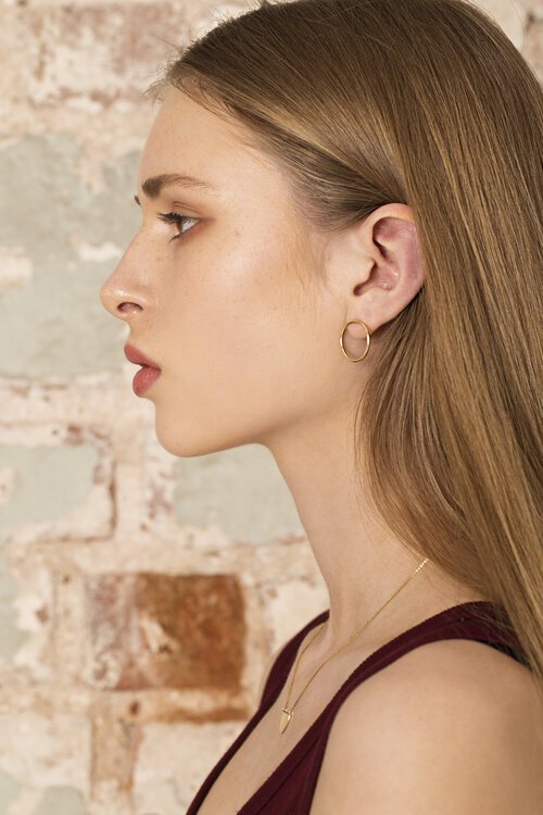 SORA Full Moon Solid Gold Earrings