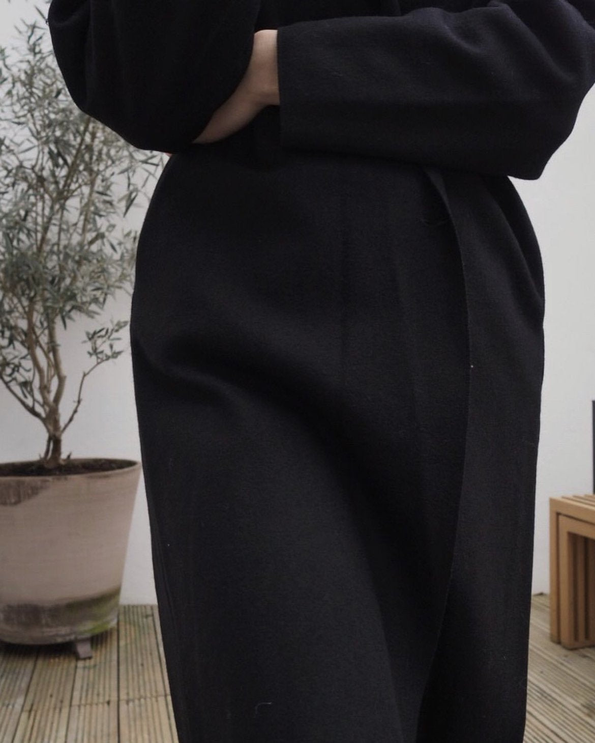 Structured Wool Coat in Black