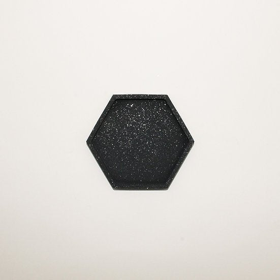 Hexagonal Granite Trinket Tray in Black