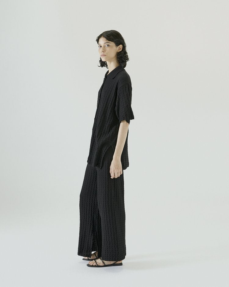 Lira Knitted Shirt in Black Cotton
