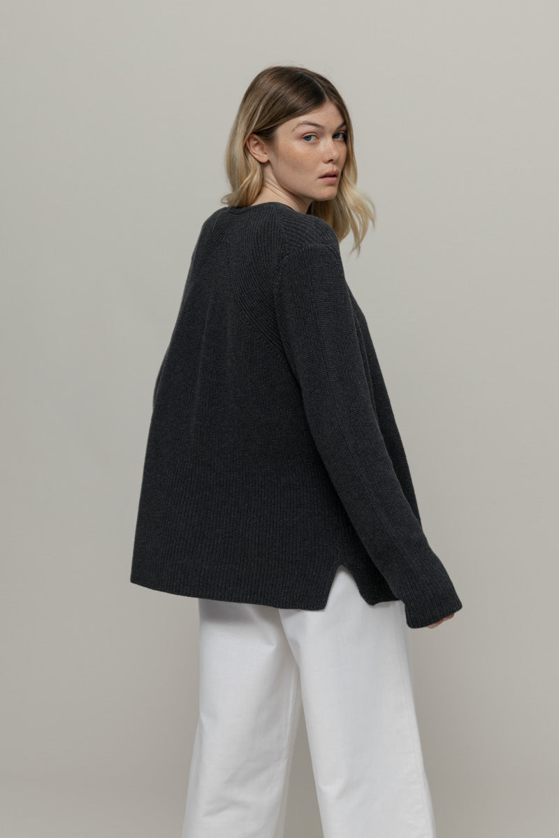 Aspasia Recycled Cotton Cardigan in Anthracite