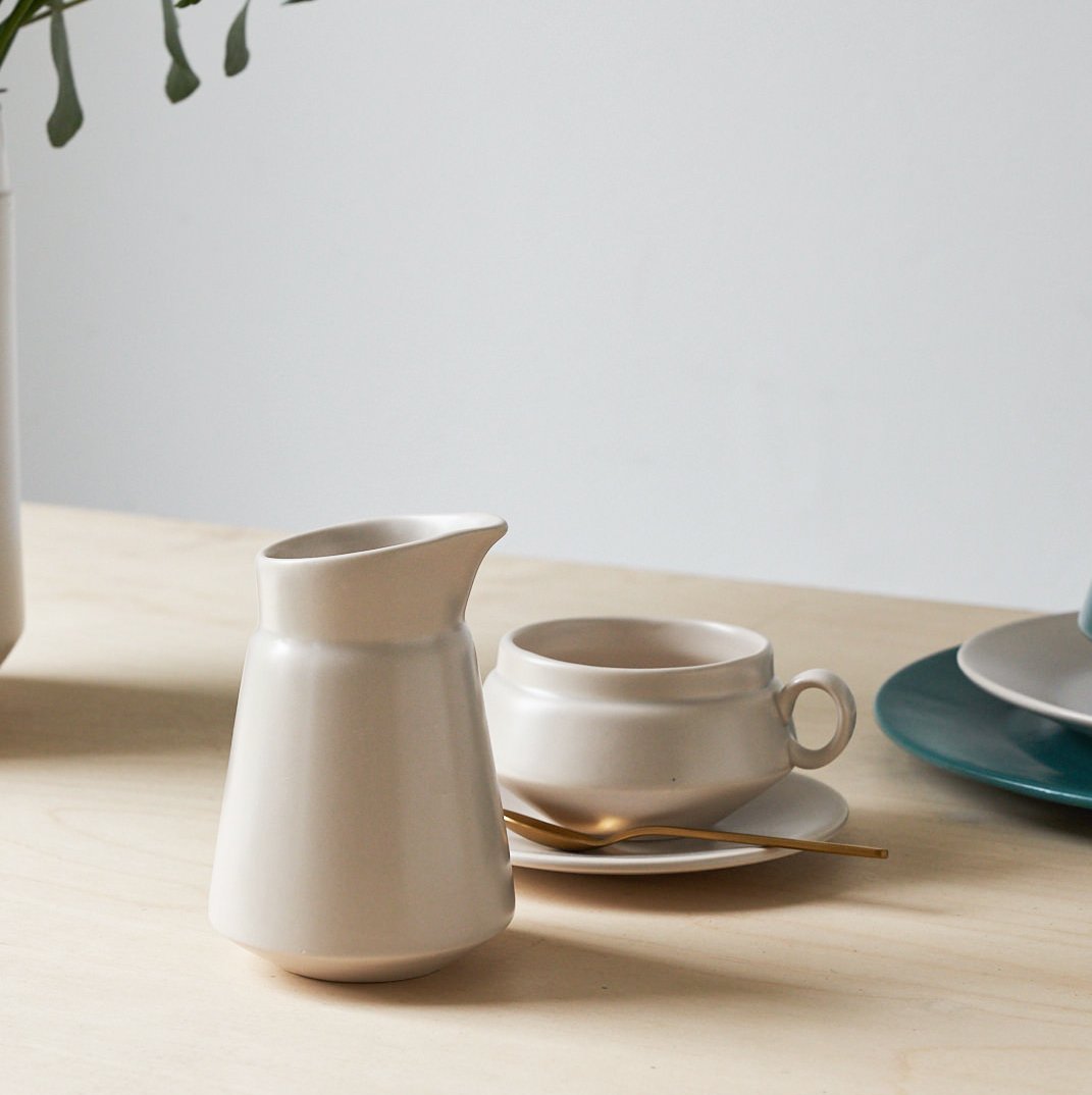 Matt Greige Ceramic Milk Jug