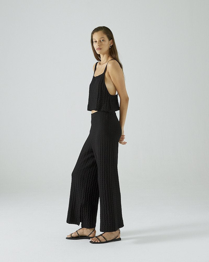 Bao Knitted Trousers in Black Cotton