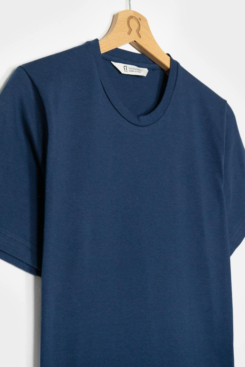 Elio Organic Cotton Crew Neck T-Shirt in Blue
