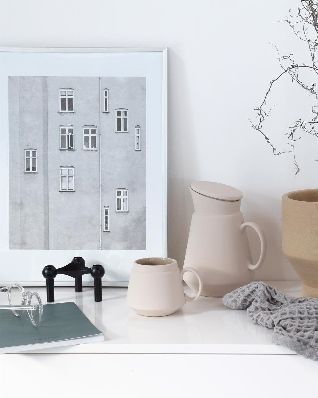 Matt Greige Ceramic Coffee Jug