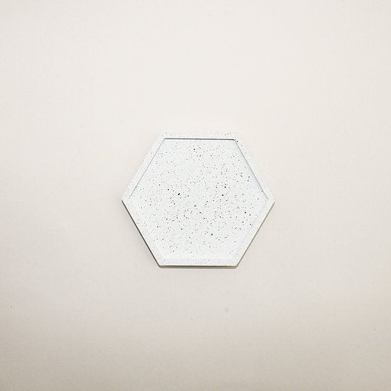 Hexagonal Granite Trinket Tray in White