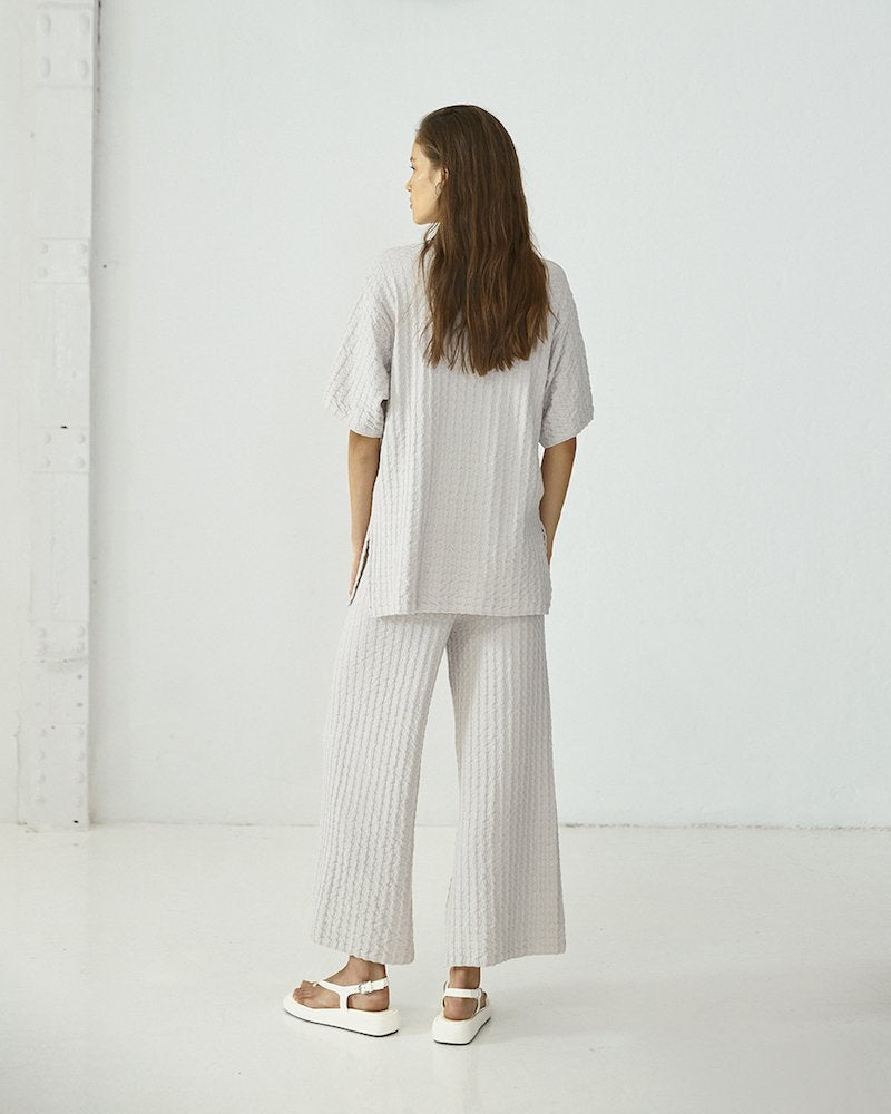 Lira Knitted Shirt in Light Grey Cotton