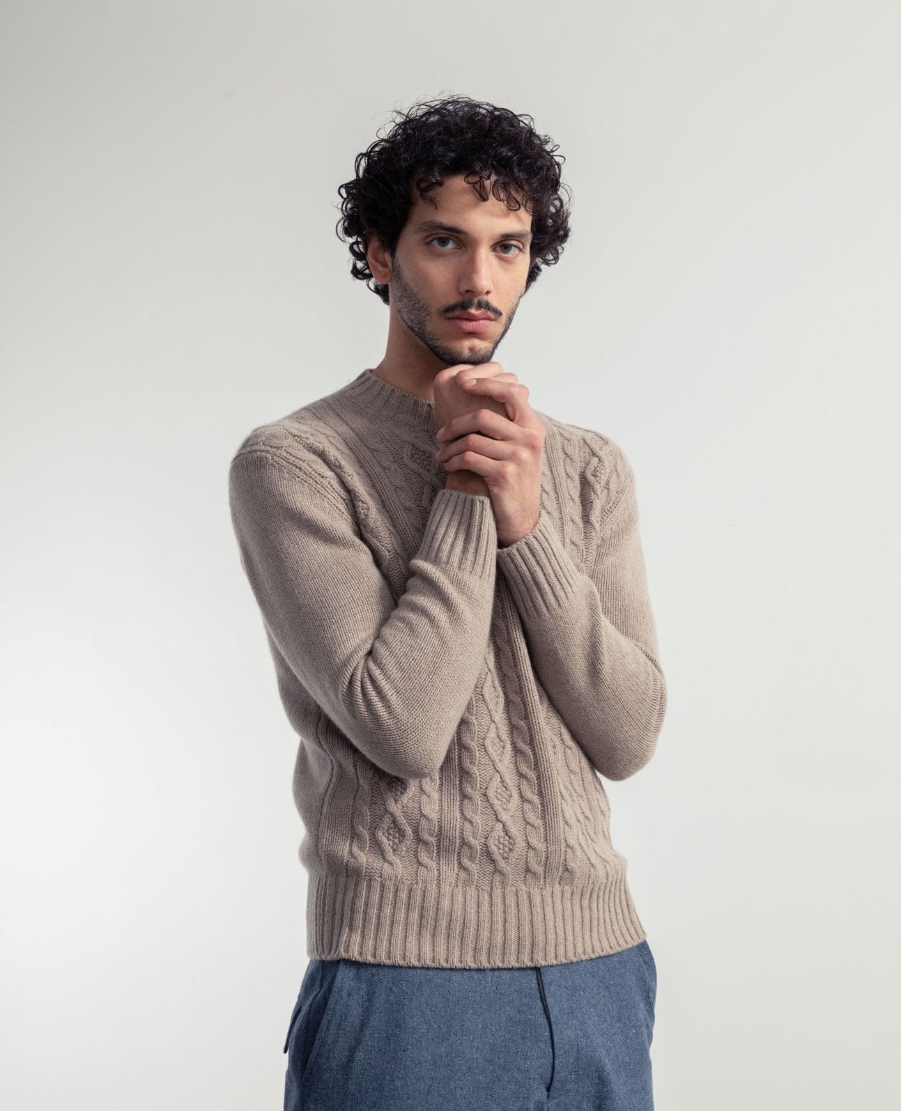 Amos Recycled Wool Sweater in Sand