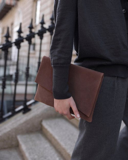 Leather Fold Clutch in Chocolate