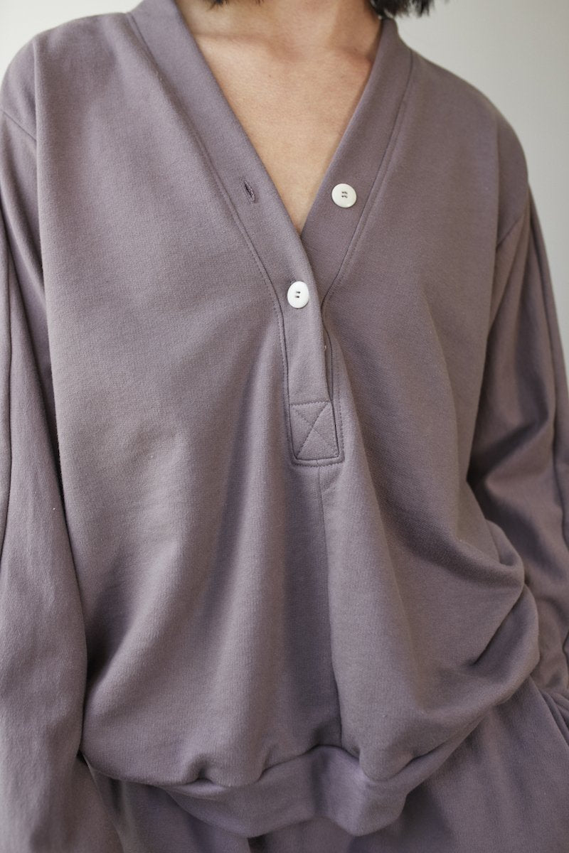 Popover Sweatshirt in Mushroom Organic Cotton