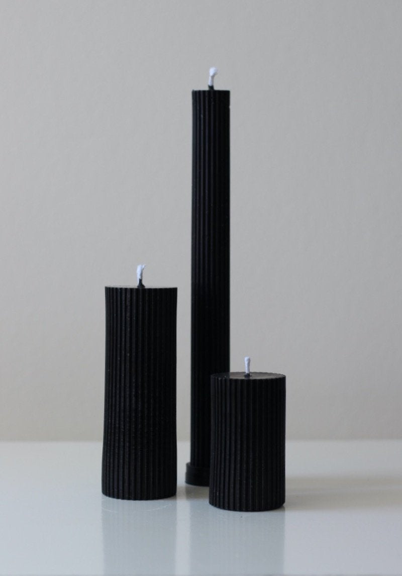 Cylinders Candle Set in Black