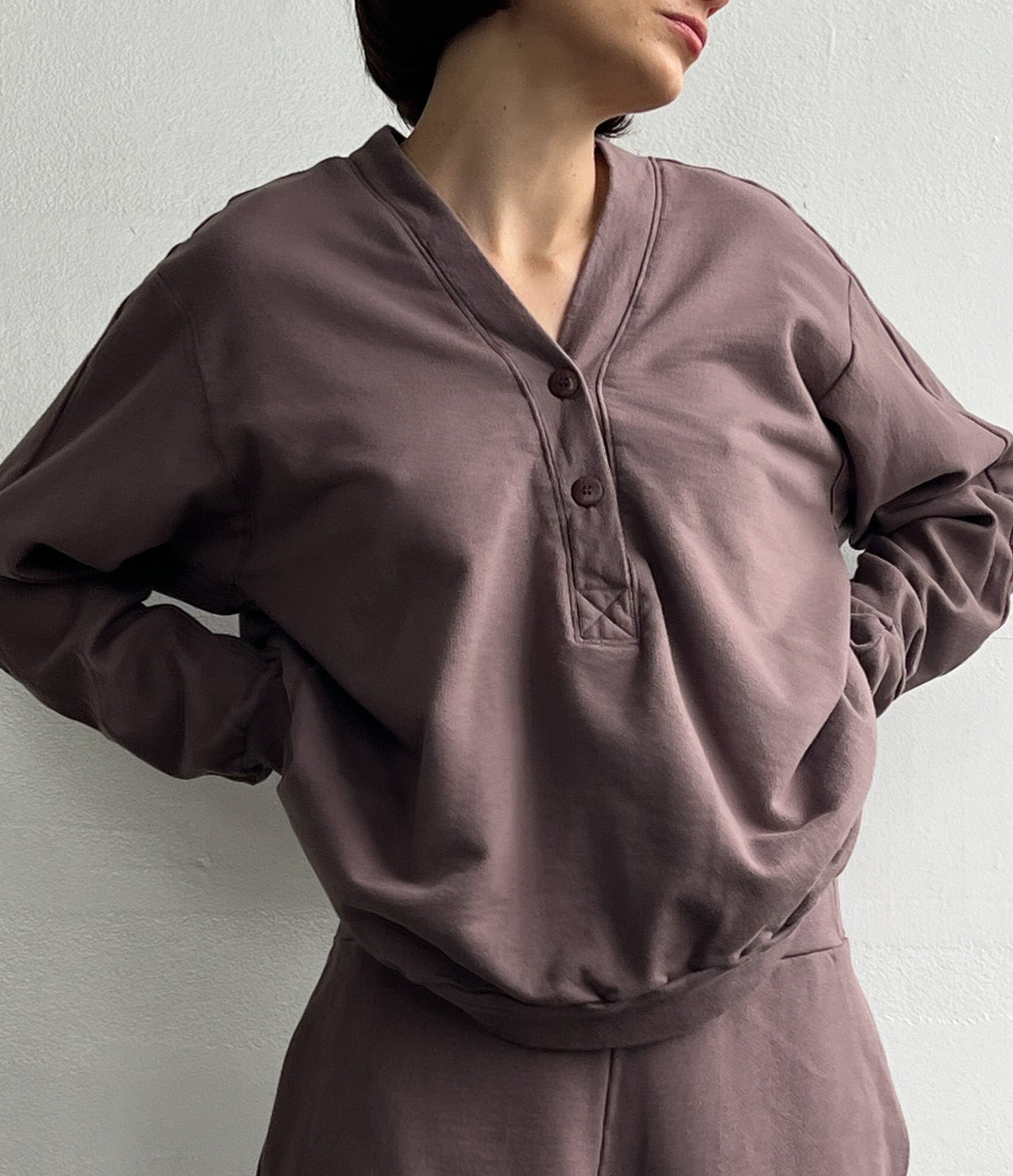 Popover Sweatshirt in Mushroom Organic Cotton