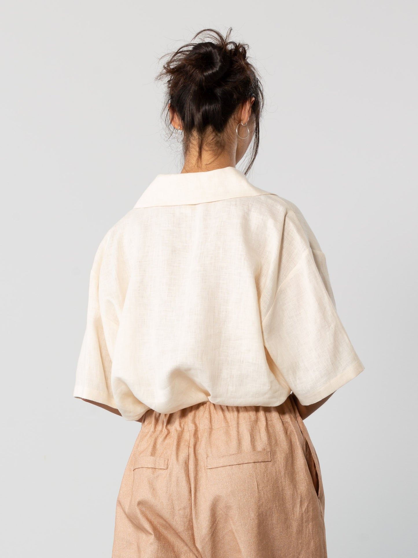 Mid Sleeve Linen Shirt in Ivory
