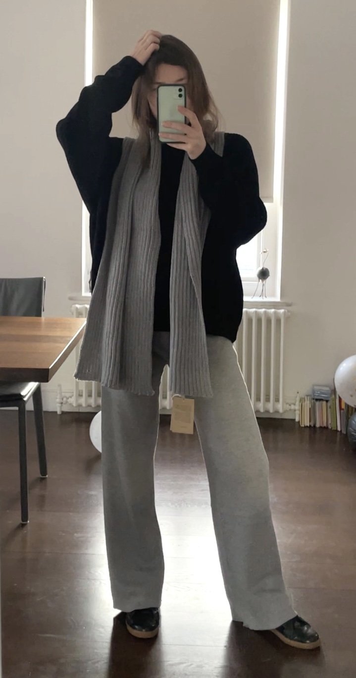 Ribbed Merino Trousers in Grey