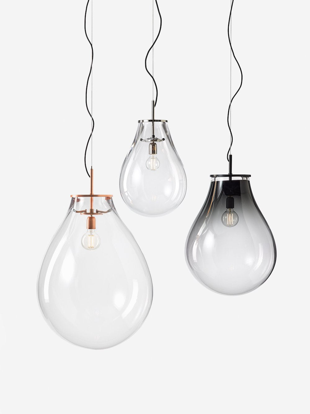 Crystal Tim Pendant in Smoke Black, Small