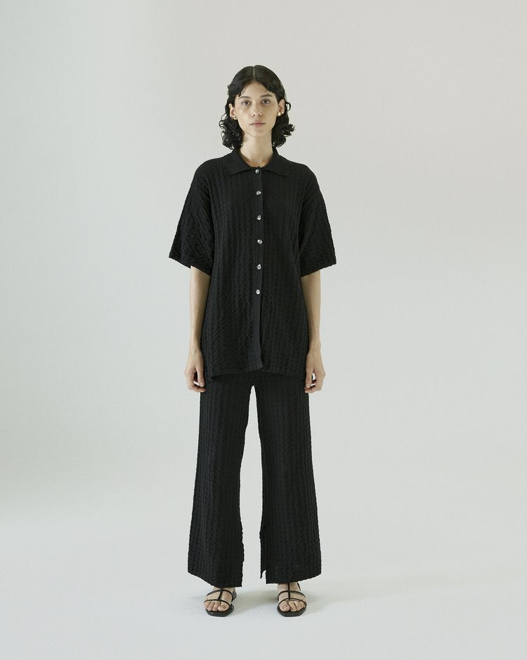Bao Knitted Trousers in Black Cotton