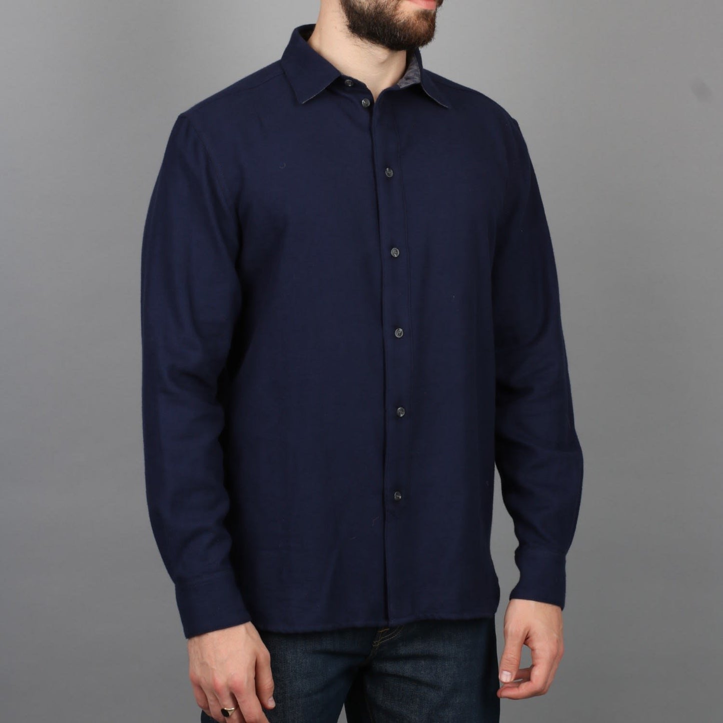 Brushed Cotton Club Shirt in Navy