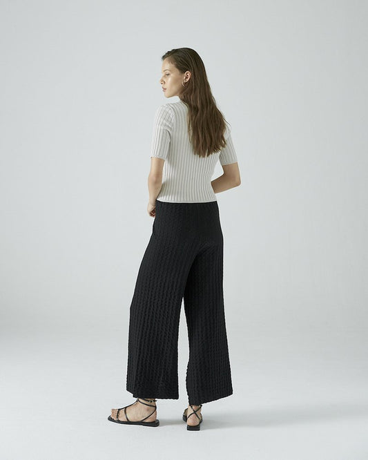 Bao Knitted Trousers in Black Cotton