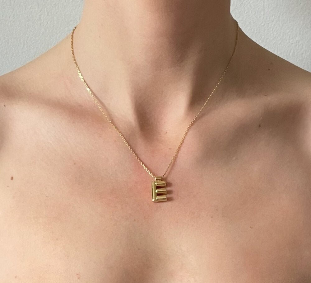 'A' 'C' 'E' Initial Pendant in Gold