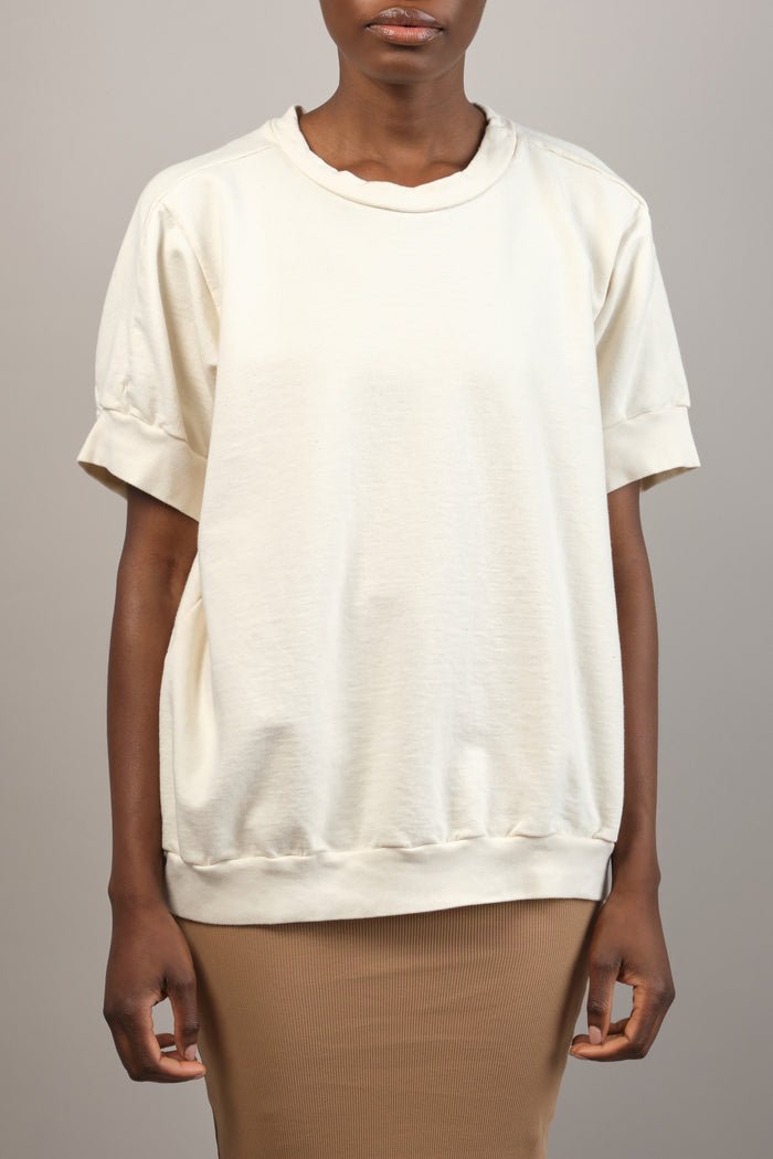 Oversized Short Sleeve Sweatshirt in Natural