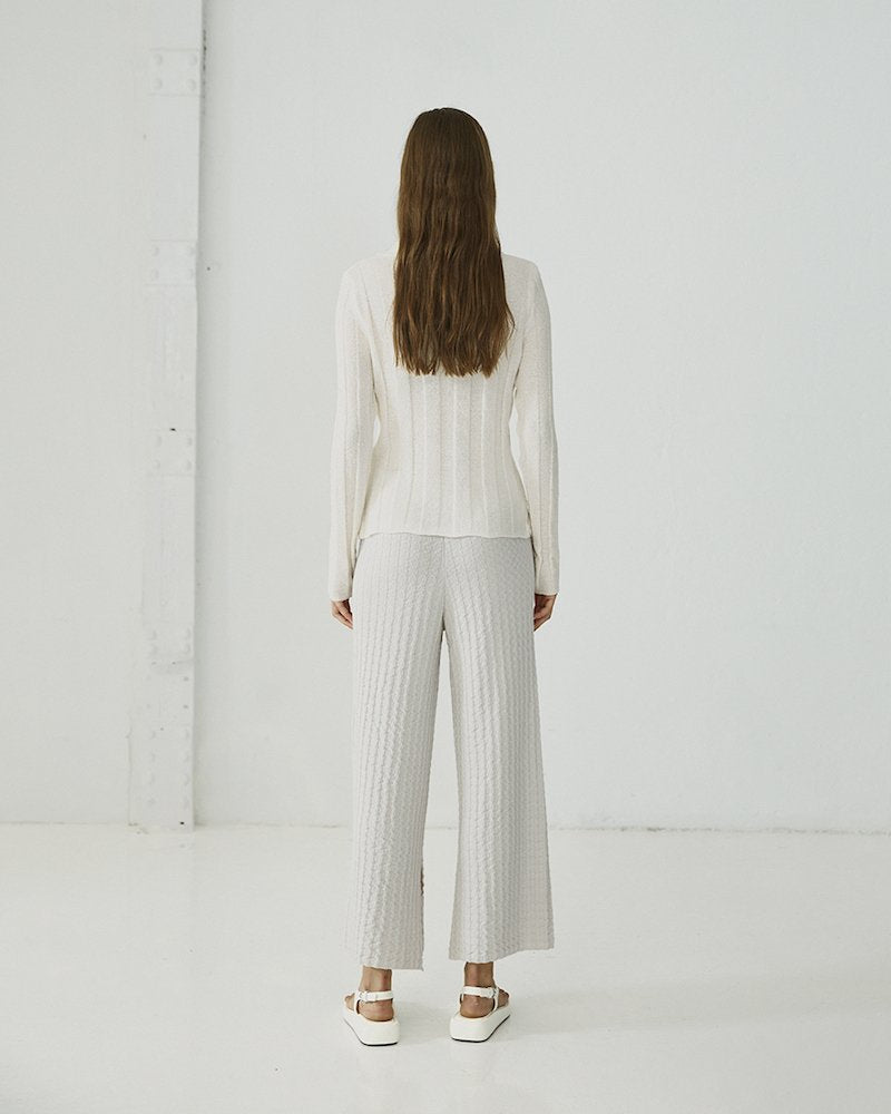 Bao Knitted Trousers in Light Grey Cotton