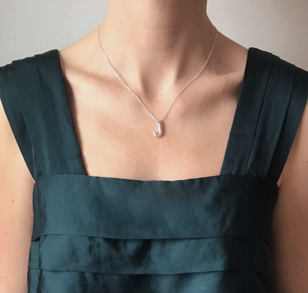 'J' 'L' 'O' 'R' Initial Pendant in Silver
