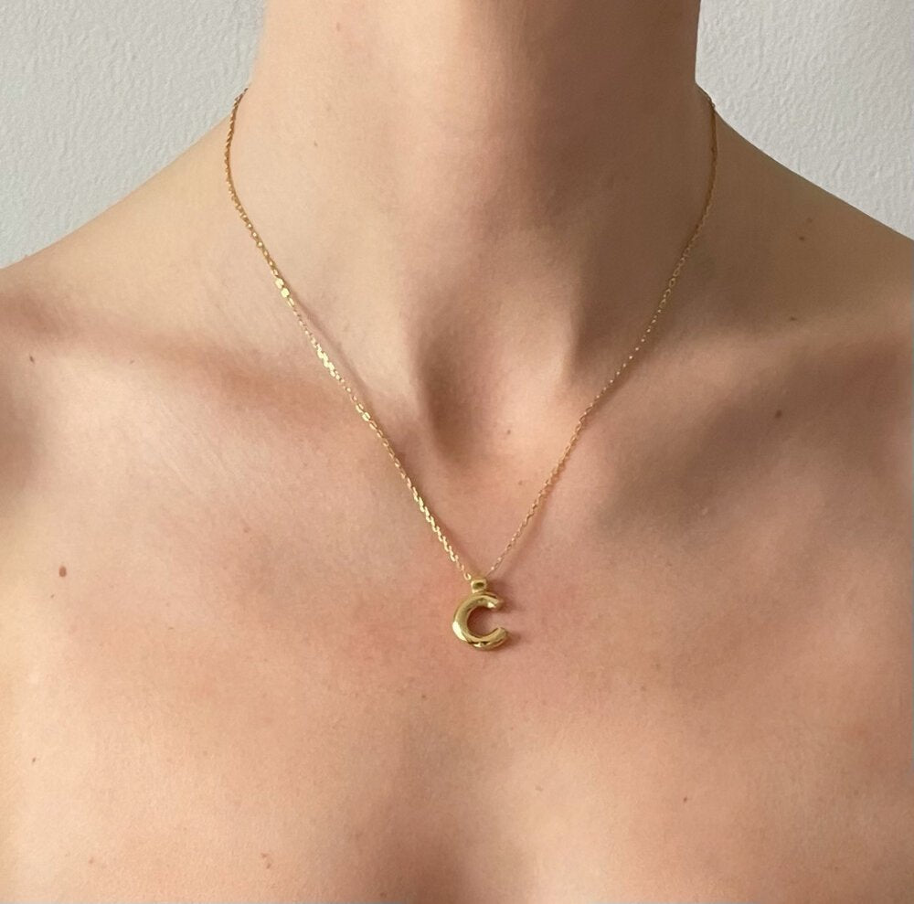 'A' 'C' 'E' Initial Pendant in Gold