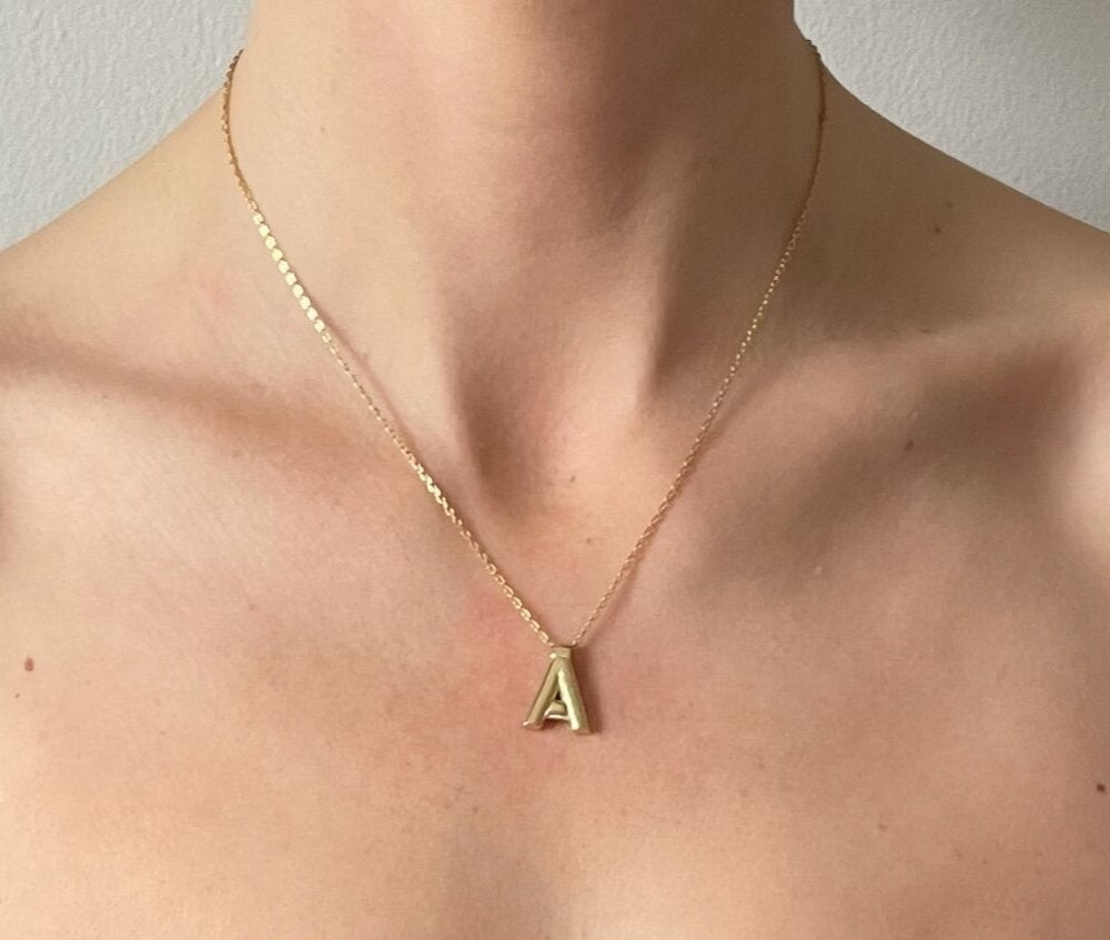 'A' 'C' 'E' Initial Pendant in Gold