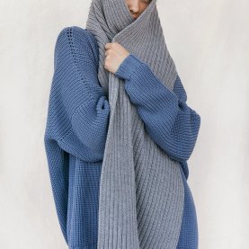 Ribbed Merino Scarf in Grey | The Collaborative Store
