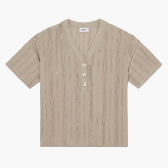 Aire Textured Polo Top in Taupe | The Collaborative Store