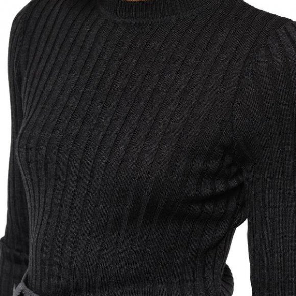 Valley Ribbed Merino Top in Charcoal | The Collaborative Store