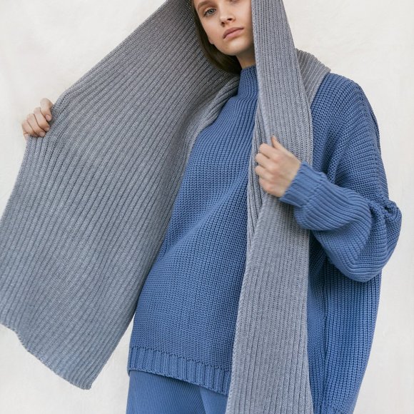 Ribbed Merino Scarf in Grey | The Collaborative Store