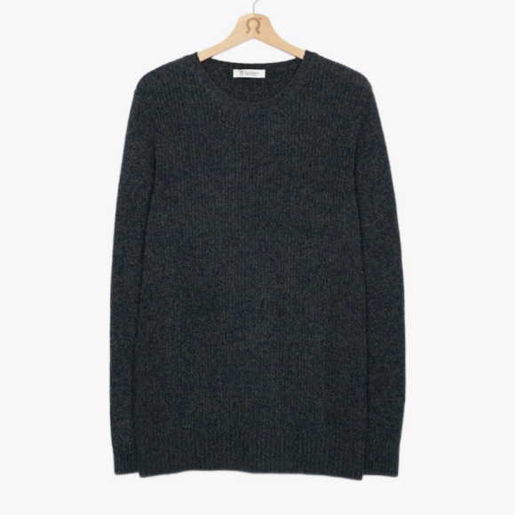 Carlo Recycled Cashmere Sweater in Navy Green | The Collaborative Store