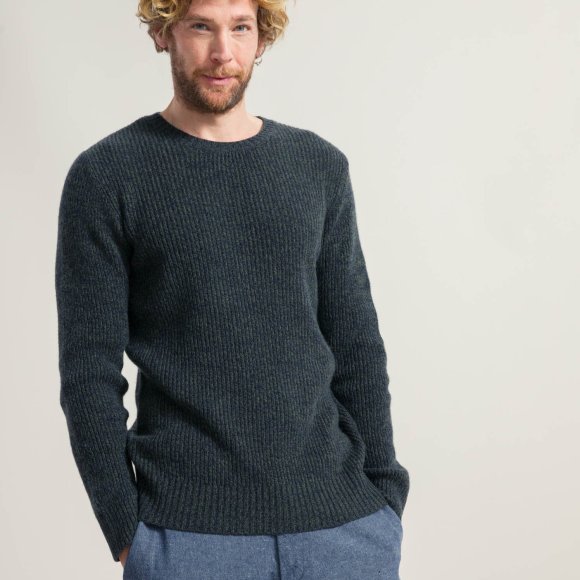 Carlo Recycled Cashmere Sweater in Navy Green | The Collaborative Store