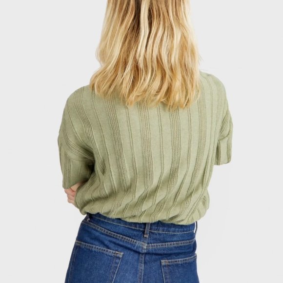 Aire Textured Polo Top in Sage | The Collaborative Store