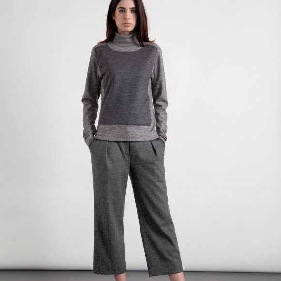 Cropped Wide Leg Trousers in Grey | The Collaborative Store