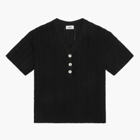Aire Textured Polo Top in Black | The Collaborative Store