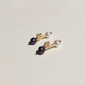 B&W Twin Pearl Earrings | The Collaborative Store