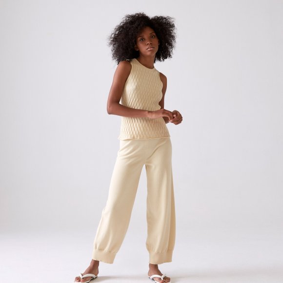 Dansu Knitted Trousers in Vanilla | The Collaborative Store