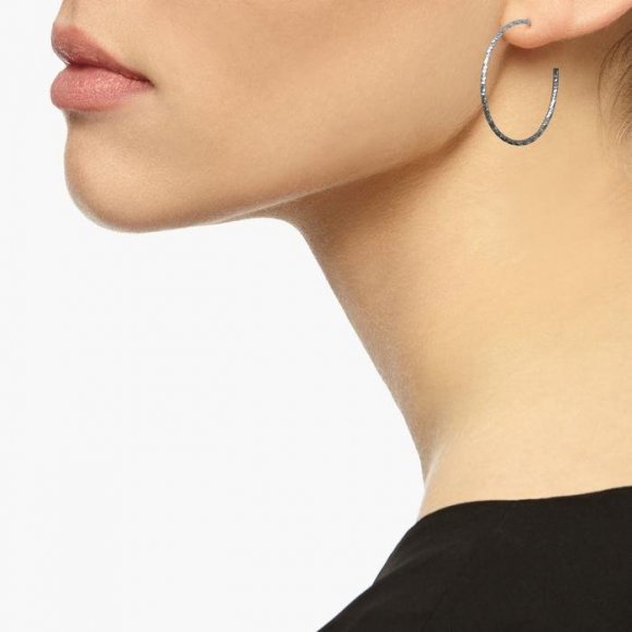 Large Diamond Hoop Earrings - Silver | The Collaborative Store