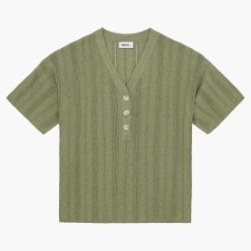 Aire Textured Polo Top in Sage | The Collaborative Store