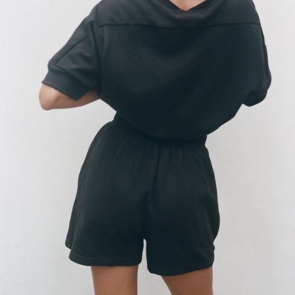 Oversized Short Sleeve Sweatshirt in Black | The Collaborative Store